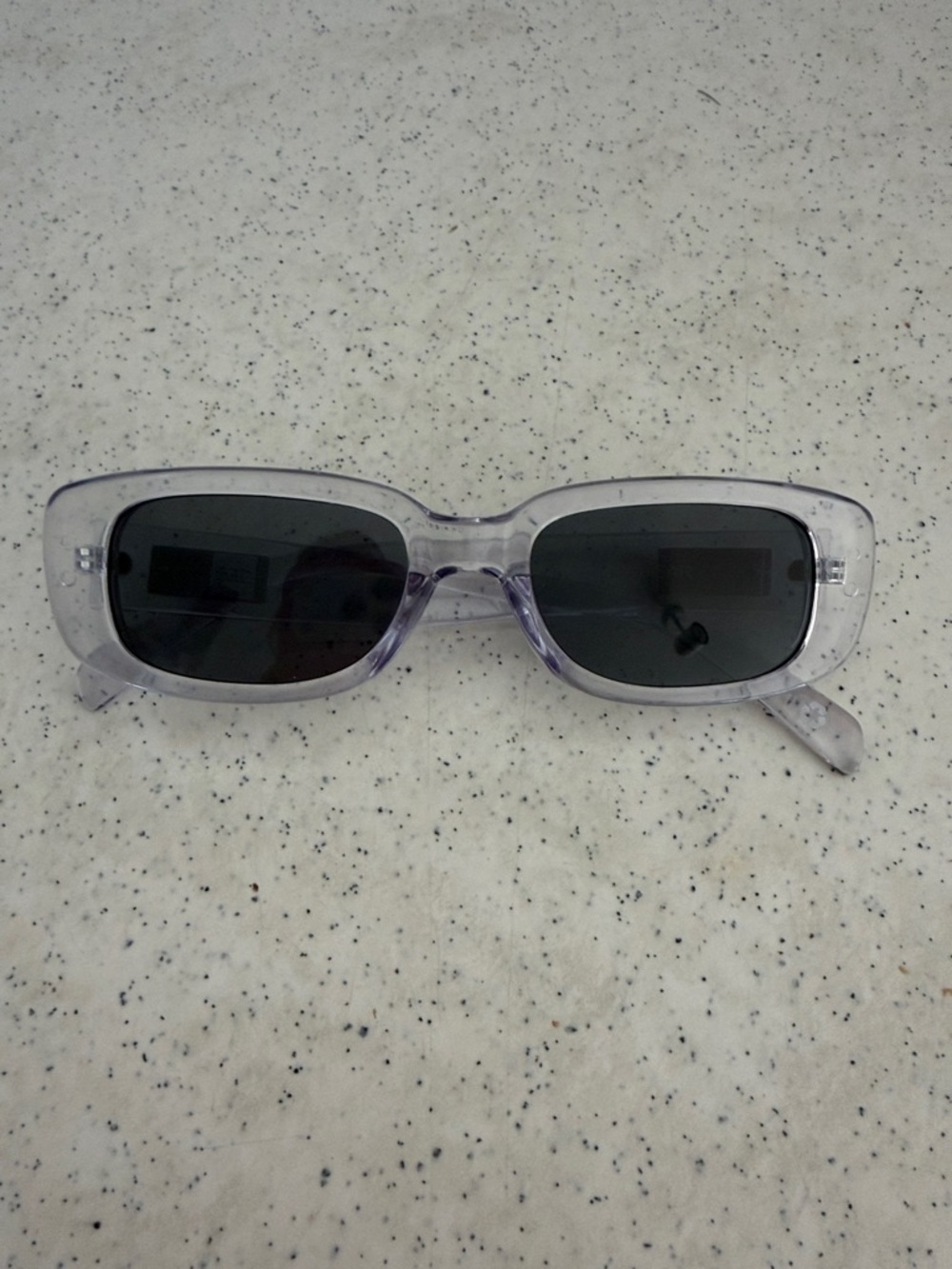 Transparent Purple Rectangular Women's Sunglasses
